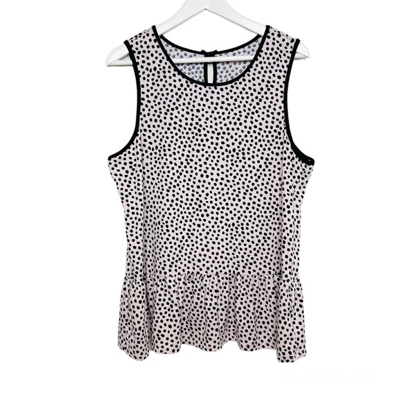 Kate Spade Womens Pajama Tank Top Blush Pink Black Polka Dot Jersey Knit Size XL - Picture 1 of 12